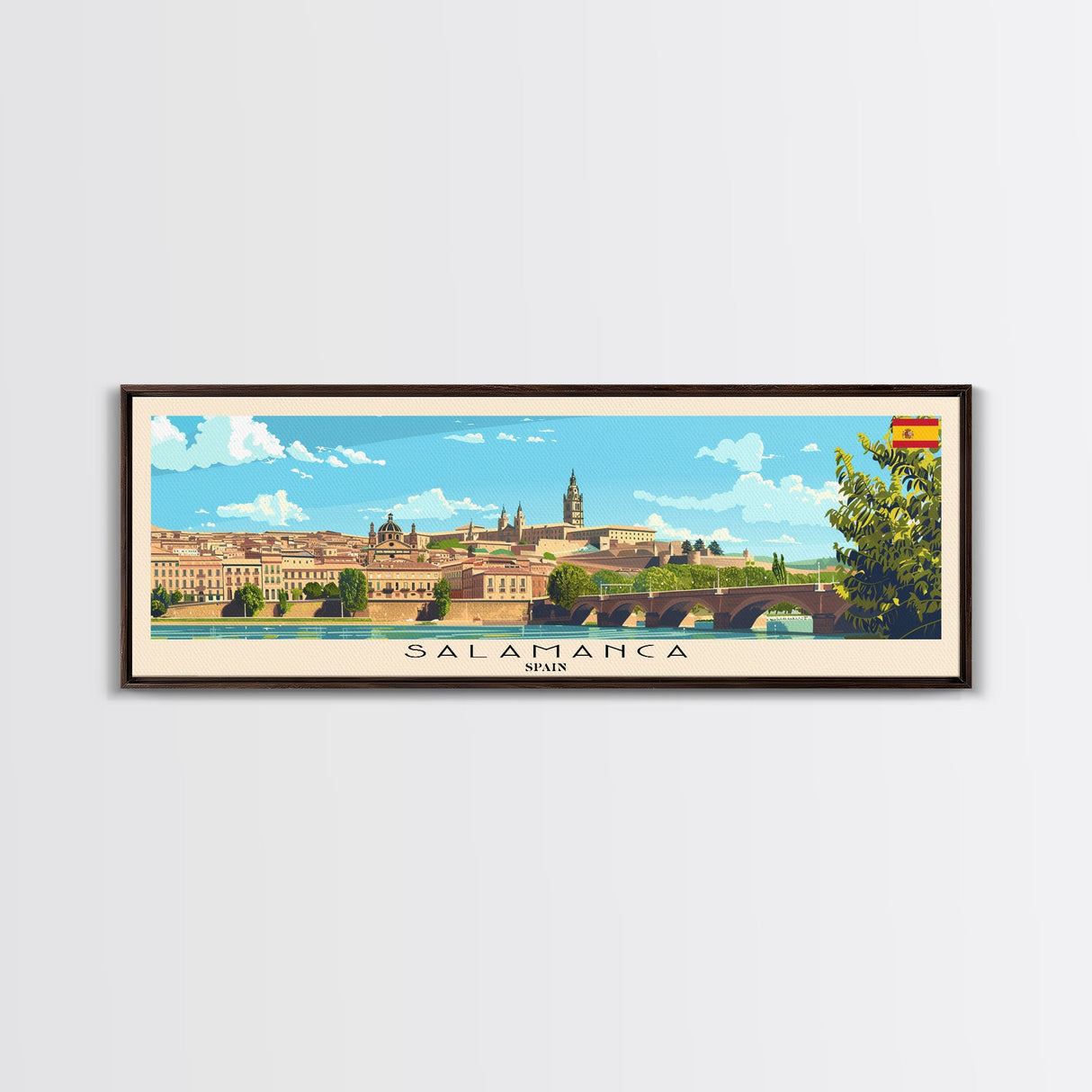 Salamanca Spain Travel Print Wall Art, Panoramic City Art, Travel Art, Wall Decor, Vacation Gift, Framed Canvas Print Or Metal Art