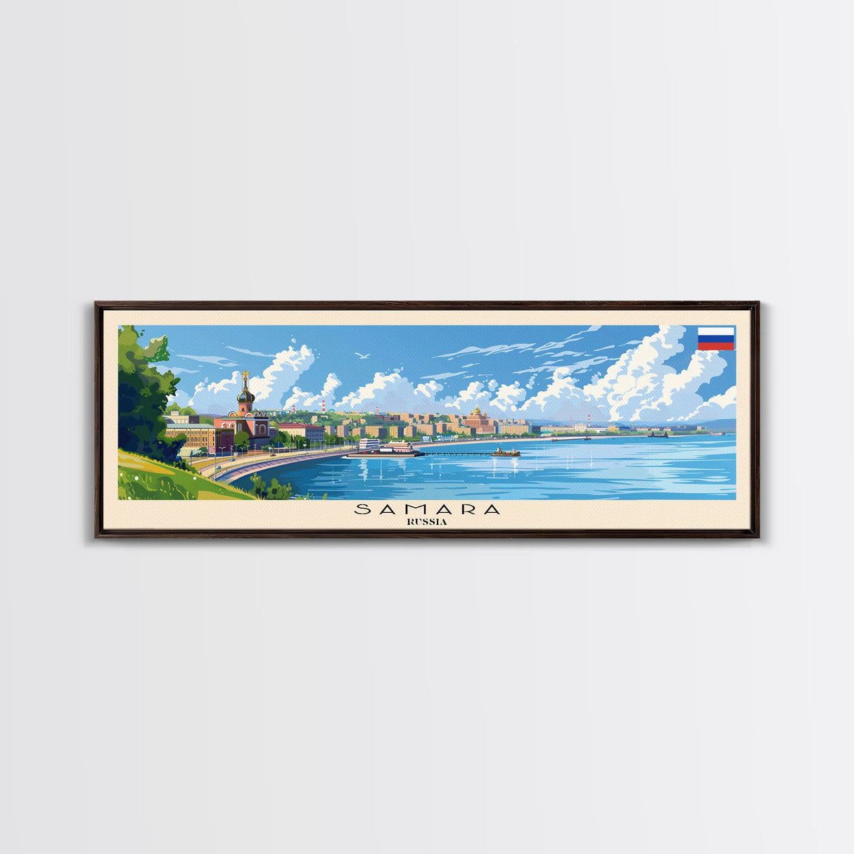 Samara Russia Wall Art, Panoramic Travel Poster, Panoramic Framed Canvas Print, City Wall Art, Wall Hanging Home Decor, Travel Art