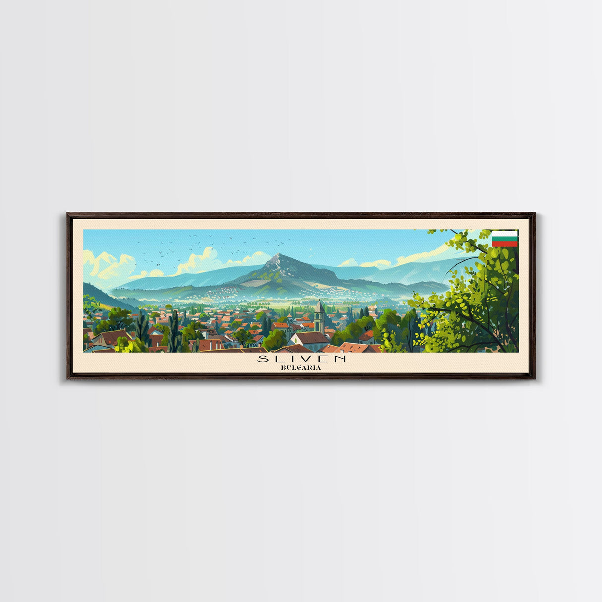 Sliven Bulgaria Wall Art, Panoramic Travel Poster, Panoramic Framed Canvas Print, City Wall Art, Wall Hanging Home Decor, Travel Art