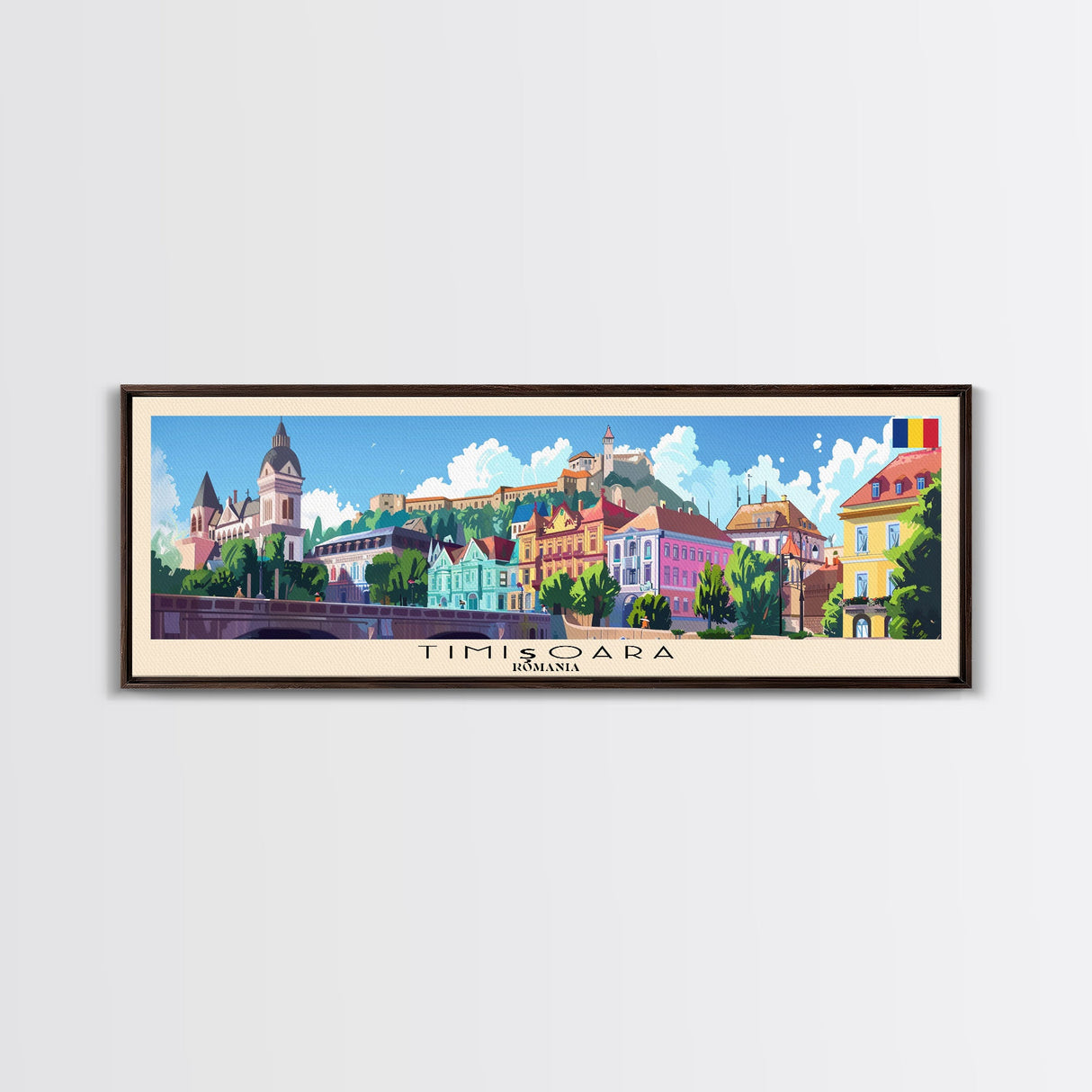 Timisoara Romania Travel Print Wall Art, Panoramic City Art, Travel Art, Wall Decor, Vacation Gift, Framed Canvas Print Or Metal Art