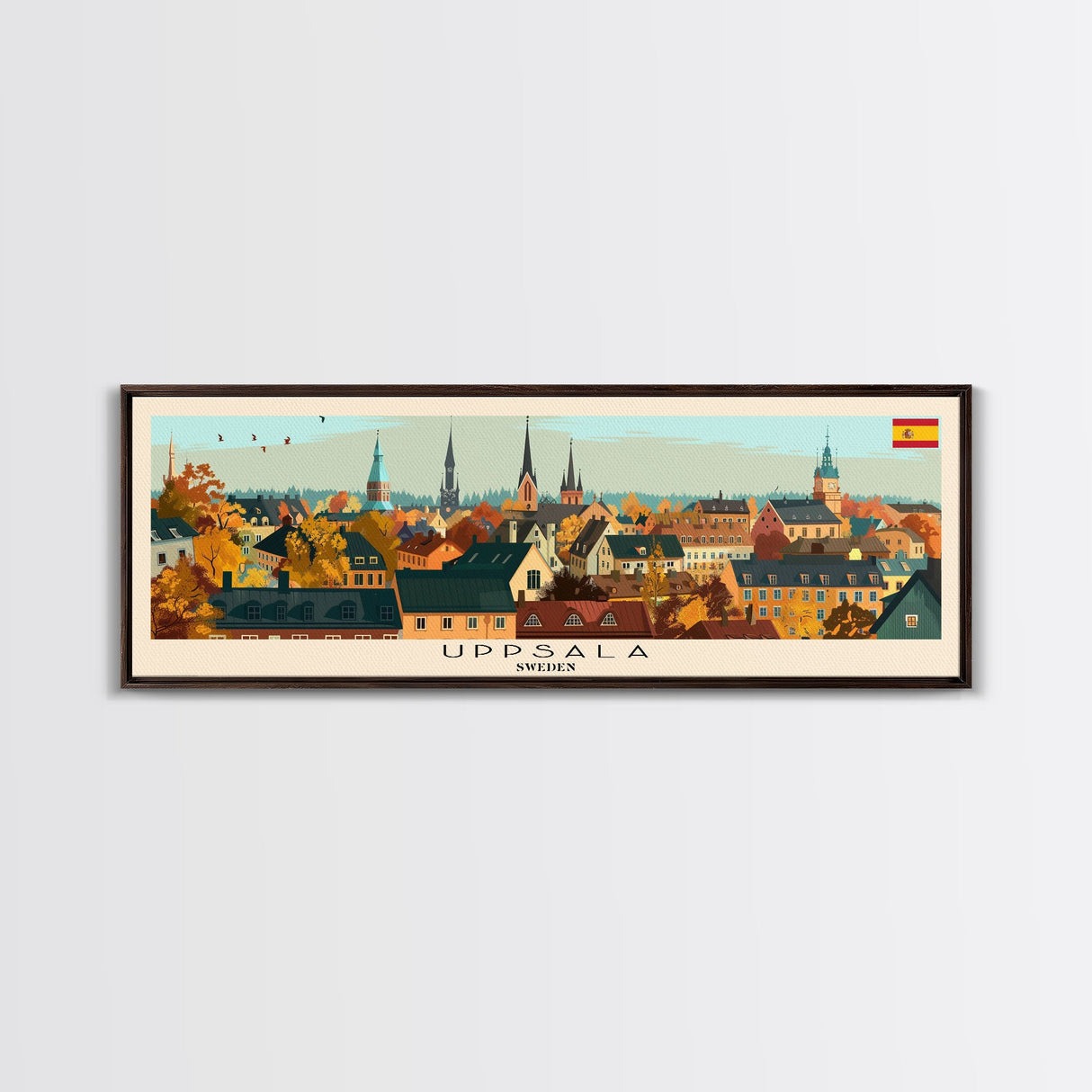 Uppsala Sweden Wall Art, Panoramic Travel Poster, Panoramic Framed Canvas Print, City Wall Art, Wall Hanging Home Decor, Travel Art