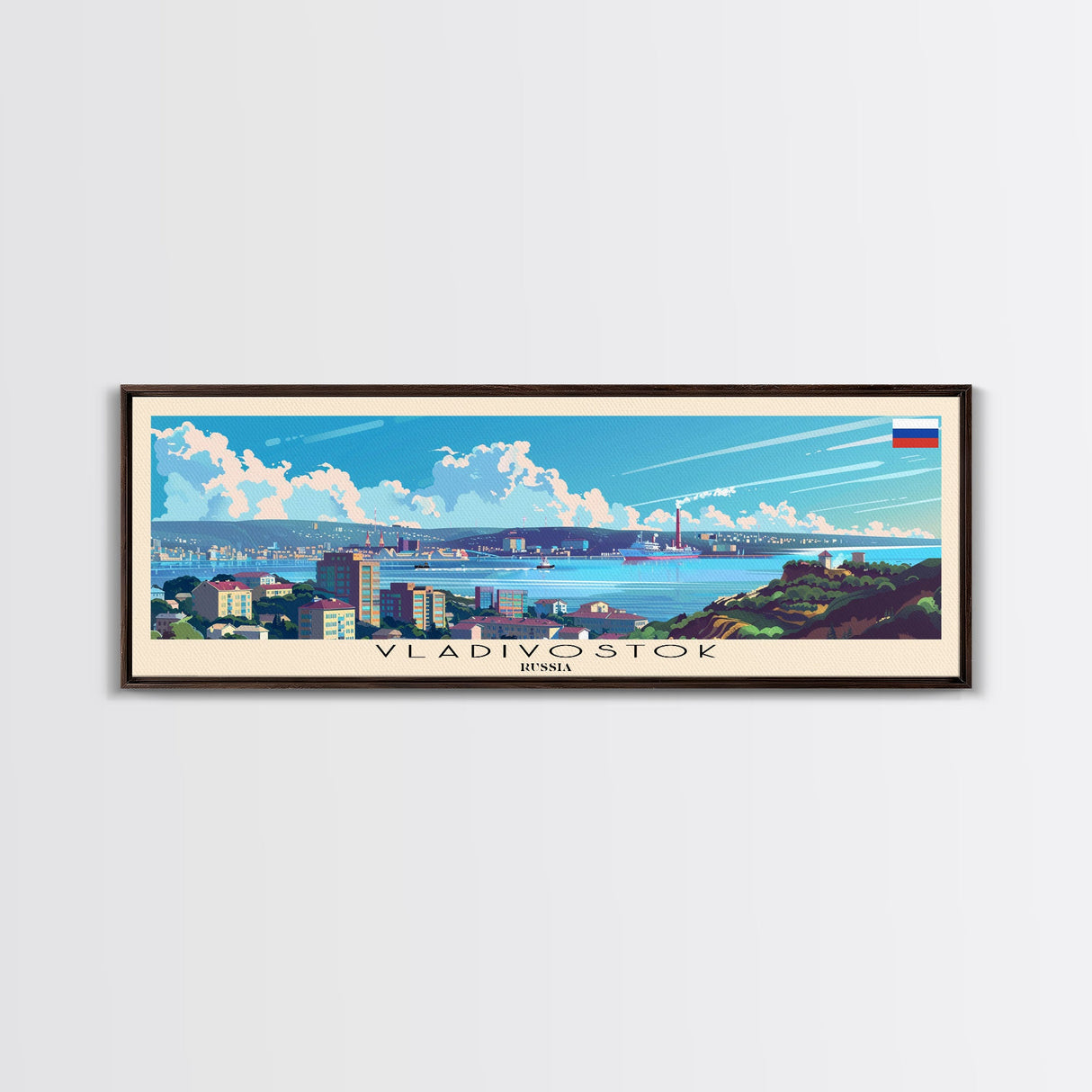 Vladivostok Russia Travel Print Wall Art, Panoramic City Art, Travel Art, Wall Decor, Vacation Gift, Framed Canvas Print Or Metal Art