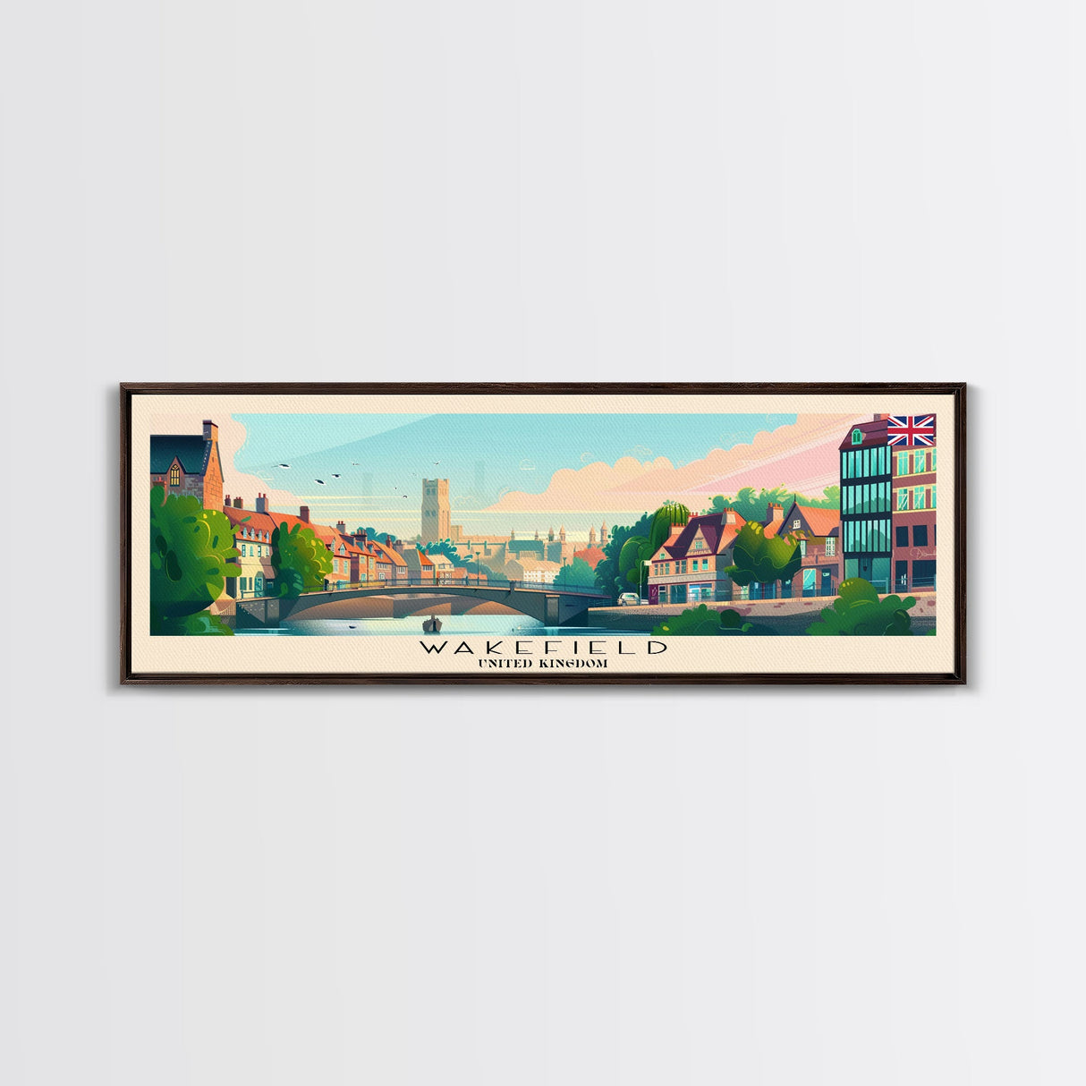 Wakefield United Kingdom Travel Print Wall Art, Panoramic City Art, Travel Art, Wall Decor, Vacation Gift, Framed Canvas Print Or Metal Art