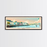 Waterford Ireland Panoramic Travel Poster, Framed Canvas Print or Metal Wall Art, Travel Art, Home Decor, Panoramic Painting, Midcentury Art