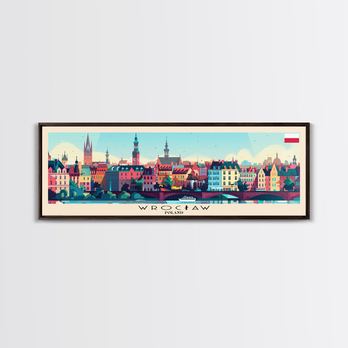 Wroclaw Poland Travel Print Wall Art, Panoramic City Art, Travel Art, Wall Decor, Vacation Gift, Framed Canvas Print Or Metal Art