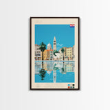 Split Croatia Travel Poster Framed Canvas Print, Midcentury Modern Art, Pop Art Wall Decor, Home Decor, Bedroom Art