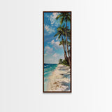 Canvas Beach Landscape Painting, Textured Framed Canvas Art Print, Vertical Beach Art, Gallery Wall Painting, Modern Coastal Decor