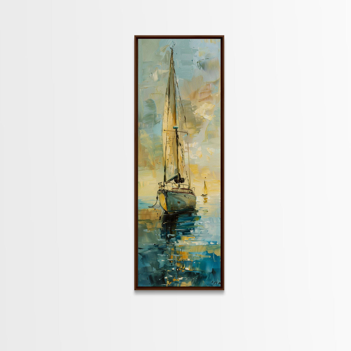 Framed Sailboat Canvas Art Print Framed, Sailboat Painting, Nautical Wall Art for Beach House, Large Wall Art Print for Him, Coastal Art