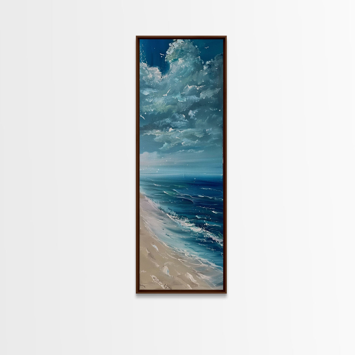 Oversized Tall and Narrow Ocean Landscape Wall Art, Canvas Painting Framed and Printed, Vertical Wall Art for Office, Modern Wall Art Print