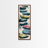 Skinny Art Tall Art Framed Canvas Print Abstract Stepping Stones In Varied Colors Over A Neutral Background Ukiyo-e Japanese Style Art