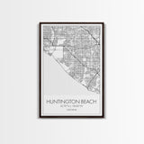 Huntington Beach Street Map, California Map, City Map Art, Minimalist Art, Wall Art, Canvas Print, Travel Print, Gift For Mom, Dorm Wall Art