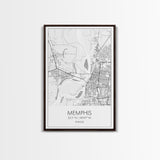 Memphis Street Map, Tennessee Map, City Map Art, Modern Art, Wall Art, Canvas Print, Music Room Décor, Housewarming Gift, Travel Art