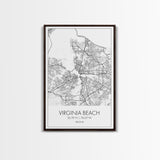 Virginia Beach Street Map, Virginia Map, City Map Print, Modern Wall Art, Wall Art, Canvas Print, Home Wall Décor Art, Moving Away Gift