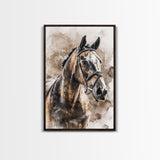 Majestic Horse Portrait in Sepia - Framed Canvas Print, Rustic Living Room Art, Western Bedroom Decor, Equestrian Art, Wall Art