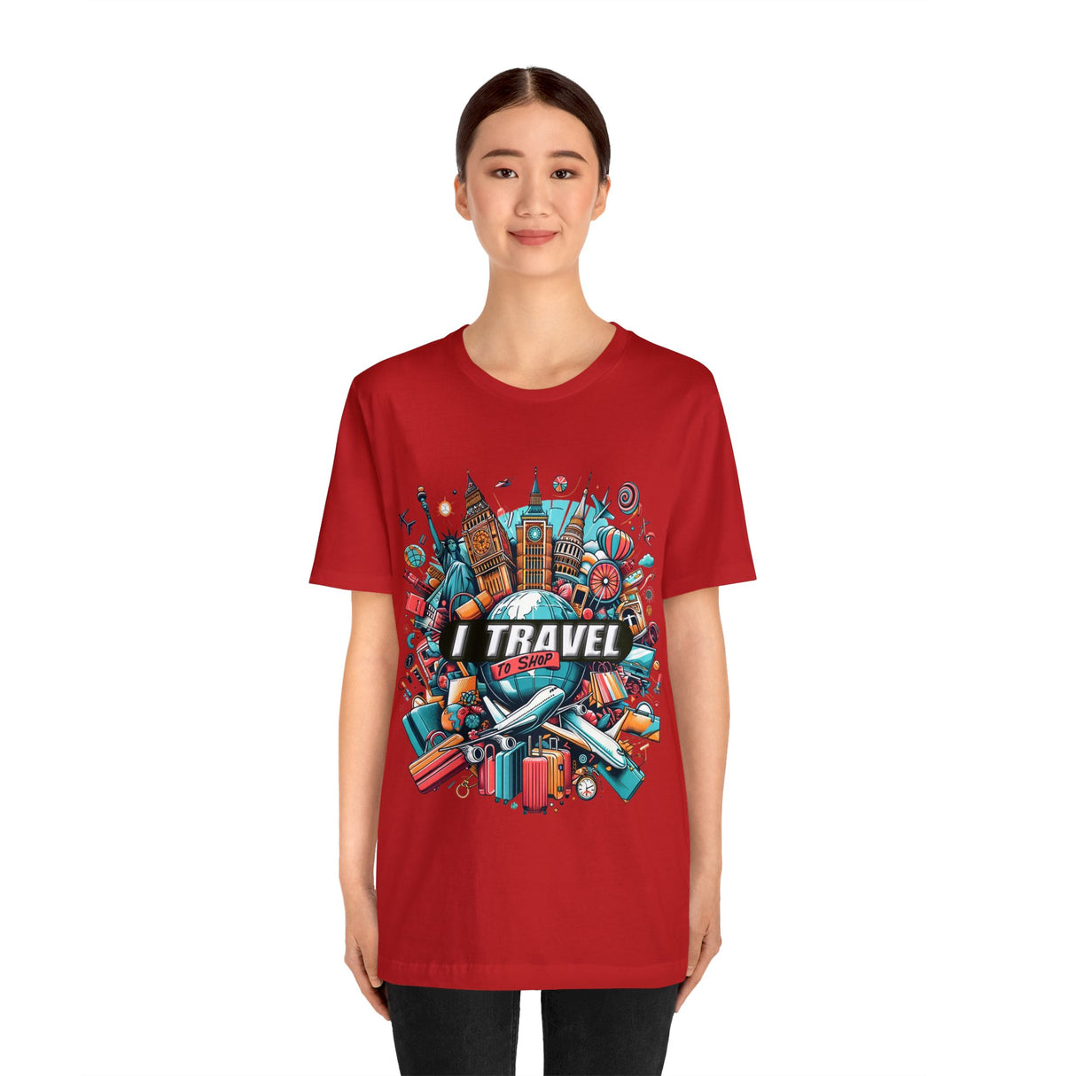 "I Travel To Shop" full color T-shirt