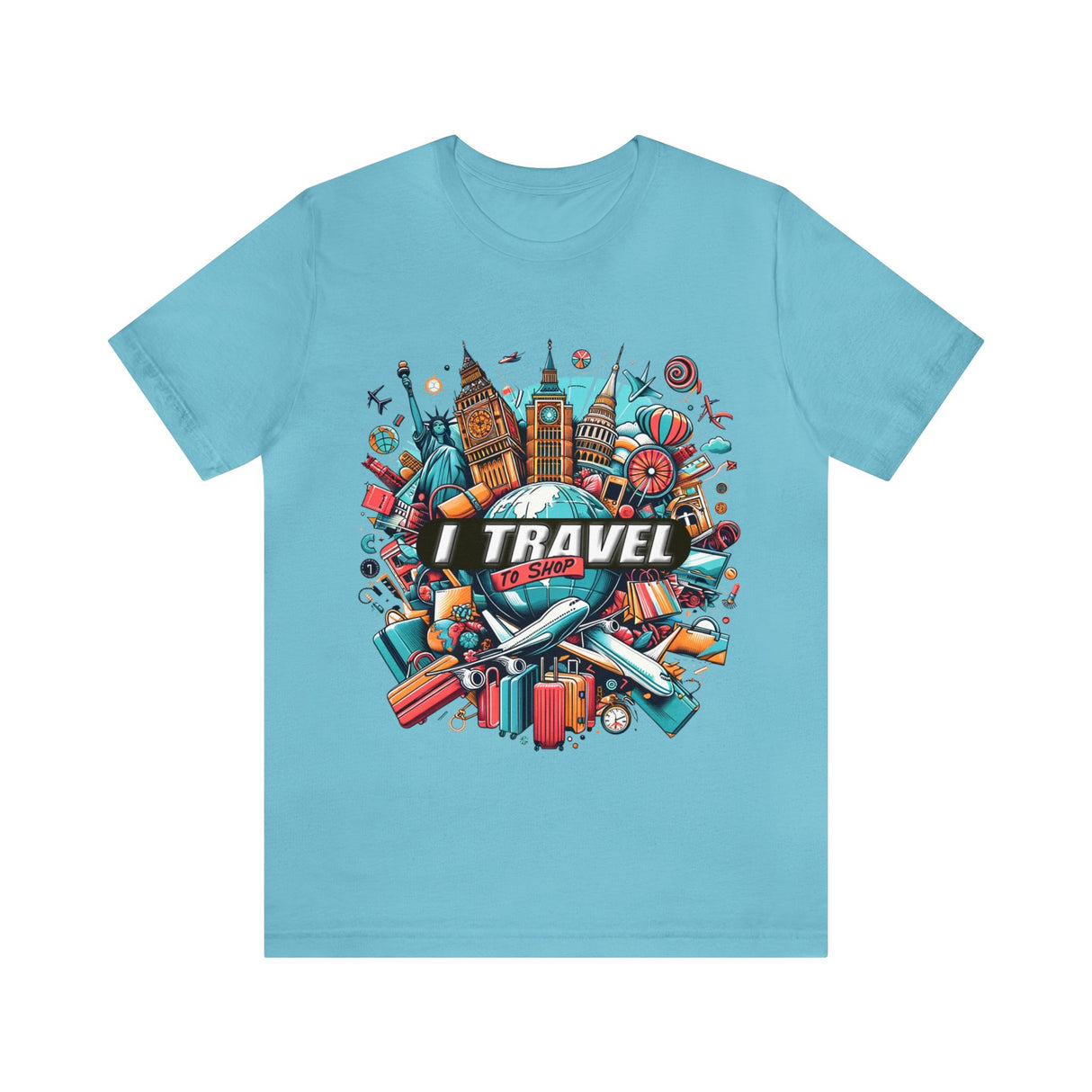 "I Travel To Shop" full color T-shirt