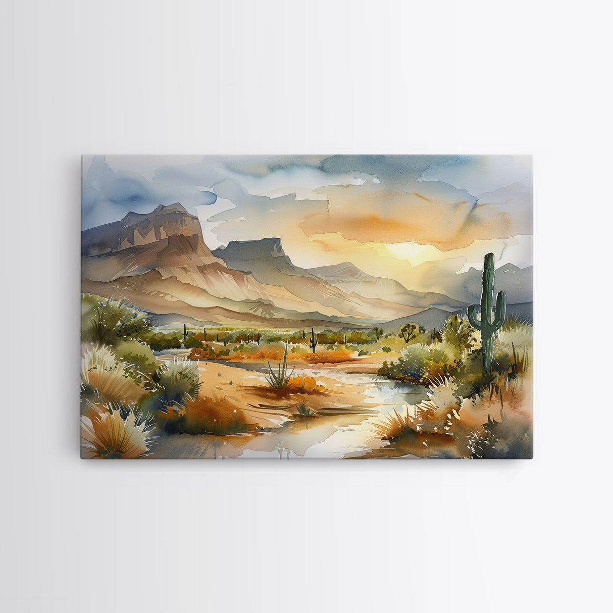 Beautiful Arizona Watercolor Landscape Painting Print, Wood Framed Art, Gift for him, painting, Prints, Abstract Wall Art