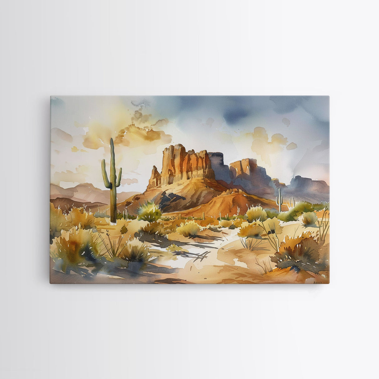 Beautiful Arizona Watercolor Landscape Painting Print, Wood Framed Art, Gift for him, painting, Prints, Abstract Wall Art