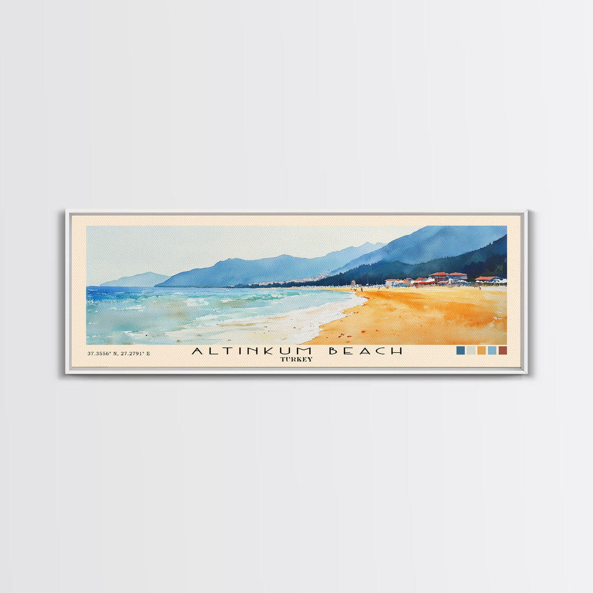 Altinkum Beach, Turkey Watercolor Beach Print, Vacation Gift, Turkey Wall Art, Beach Painting, Beach Decor, Beach Painting