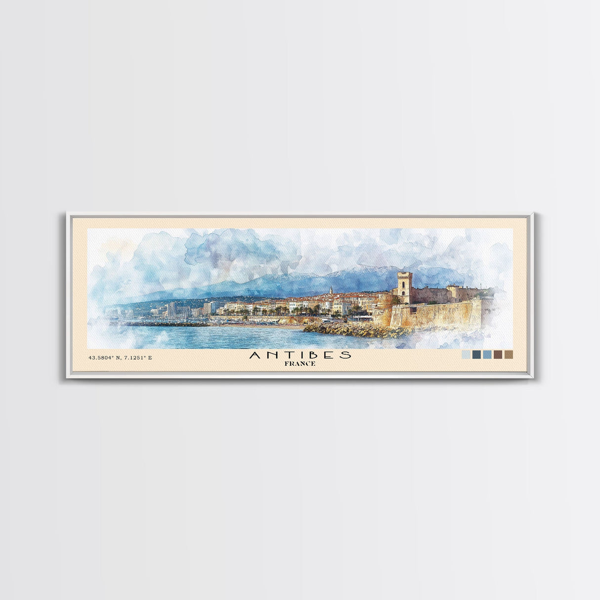 Antibes, France Watercolor Print, Vacation Gift, France Wall Art, Beach Painting, Beach Decor, Large Wall Art, Wood Frame Art