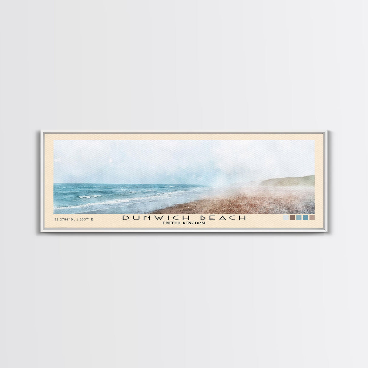 Dunwich Beach, United Kingdom Watercolor Beach Print, Vacation Gift, United Kingdom Wall Art, Framed Canvas Print, Framed Beach Painting