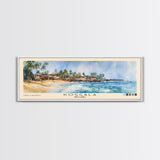 Koggala, Sri Lanka Watercolor Beach Print, Vacation Gift, Sri Lanka Wall Art, Framed Canvas Print, Framed Beach Painting