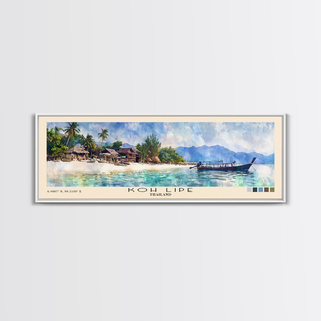 Koh Lipe, Thailand Watercolor Beach Print, Vacation Gift, Thailand Wall Art, Framed Canvas Print, Framed Beach Painting