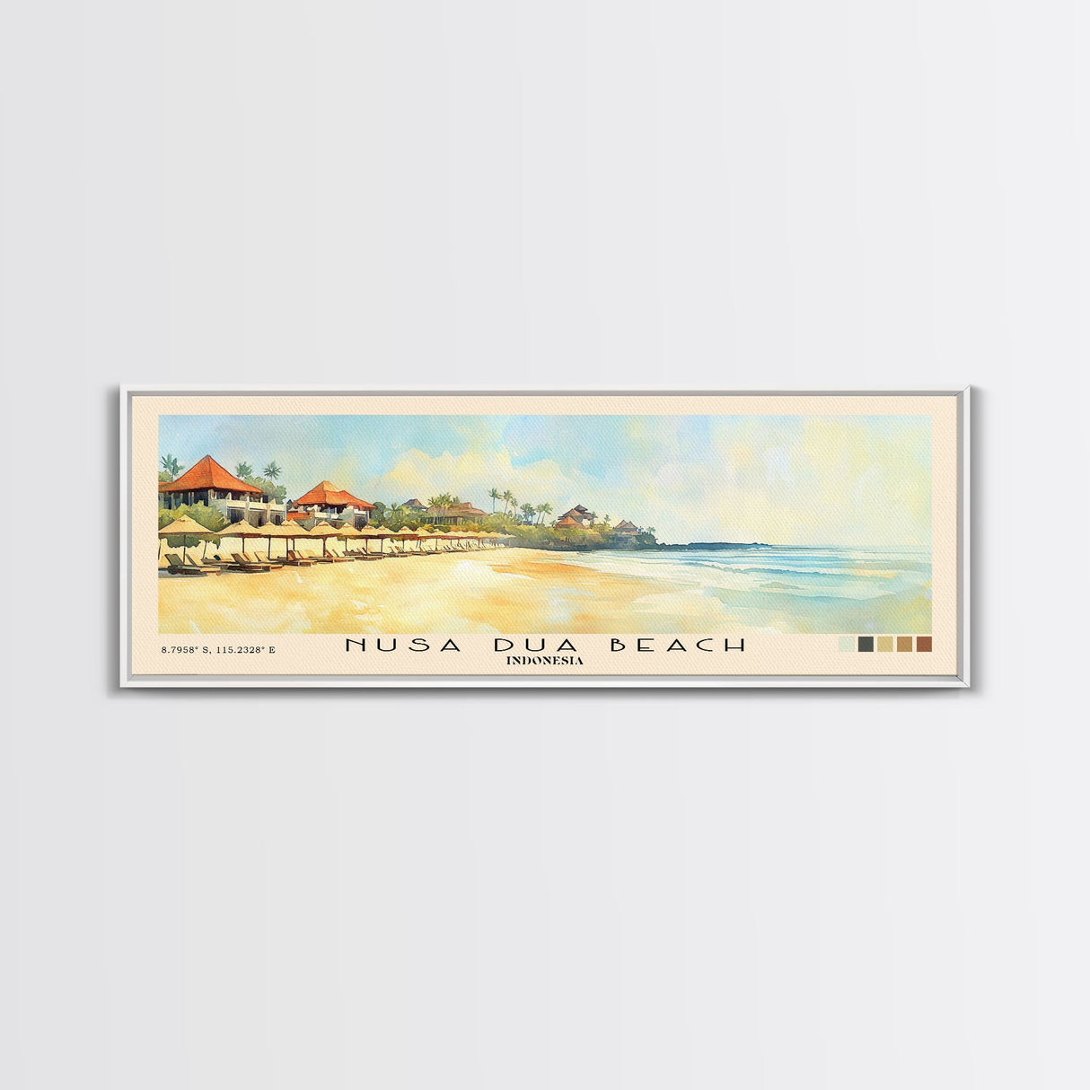 Nusa Dua Beach, Indonesia Watercolor Beach Print, Vacation Gift, Indonesia Wall Art, Beach Painting, Beach Decor, Beach Painting