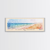 Playa de Gandía, Spain Watercolor Beach Print, Vacation Gift, Spain Wall Art, Framed Canvas Print, Framed Beach Painting