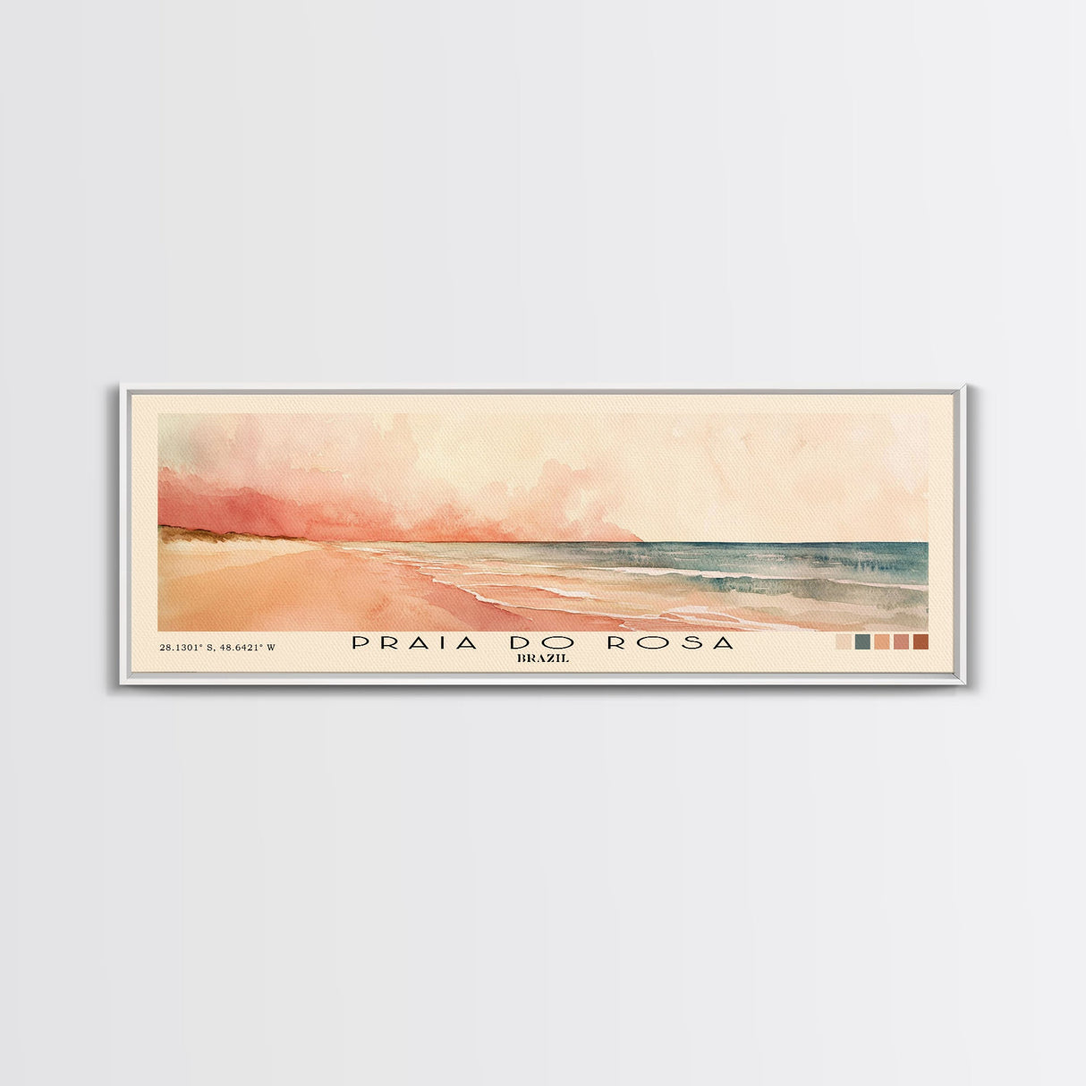 Praia do Rosa, Brazil Watercolor Print, Vacation Gift, Brazil Wall Art, Beach Painting, Beach Decor, Large Wall Art, Wood Frame Art