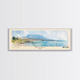 Sicily, Italy Watercolor Beach Print, Vacation Gift, Italy Wall Art, Framed Canvas Print, Framed Beach Painting