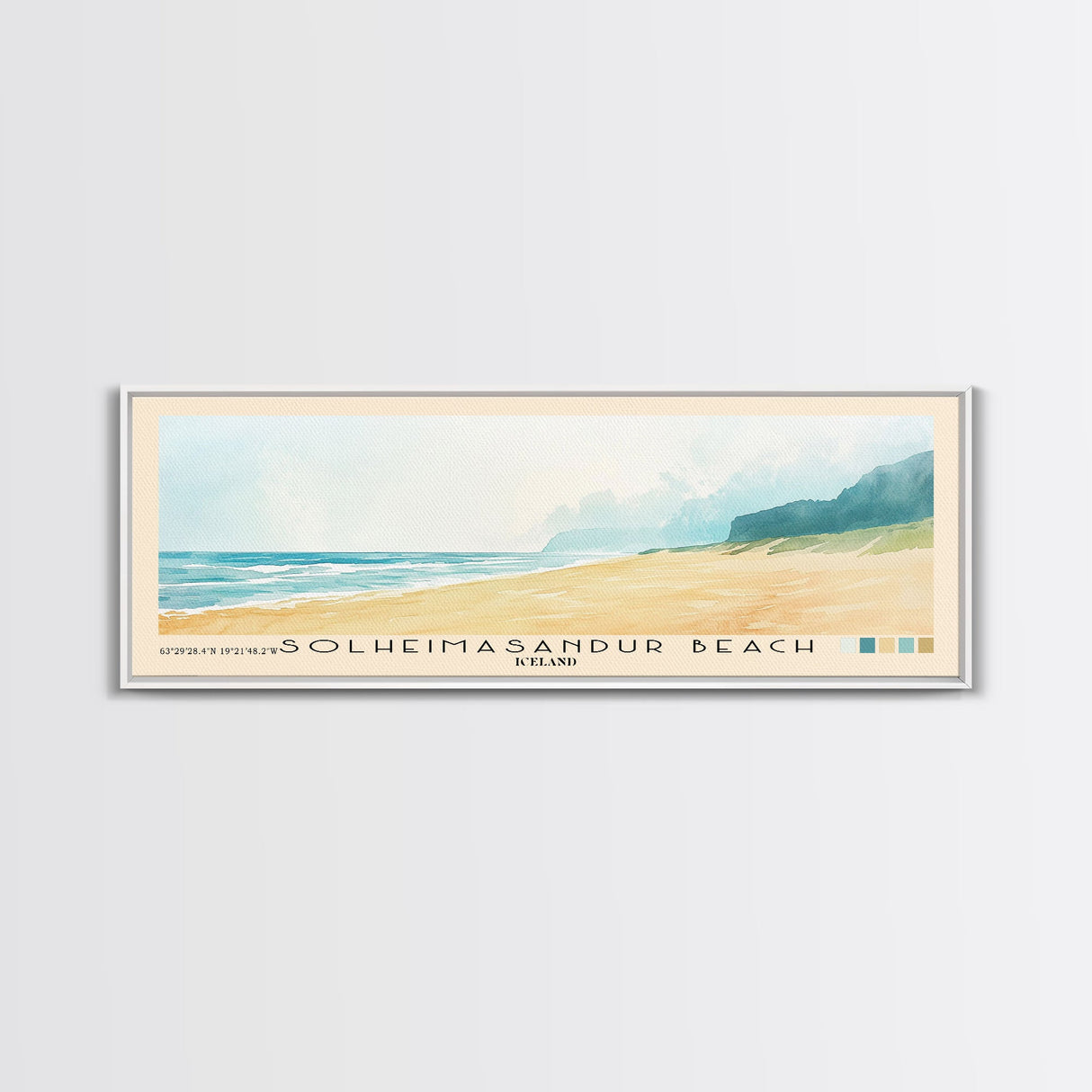 Solheimasandur Beach, Iceland Watercolor Print, Vacation Gift, Iceland Wall Art, Beach Painting, Beach Decor, Large Wall Art, Wood Frame Art