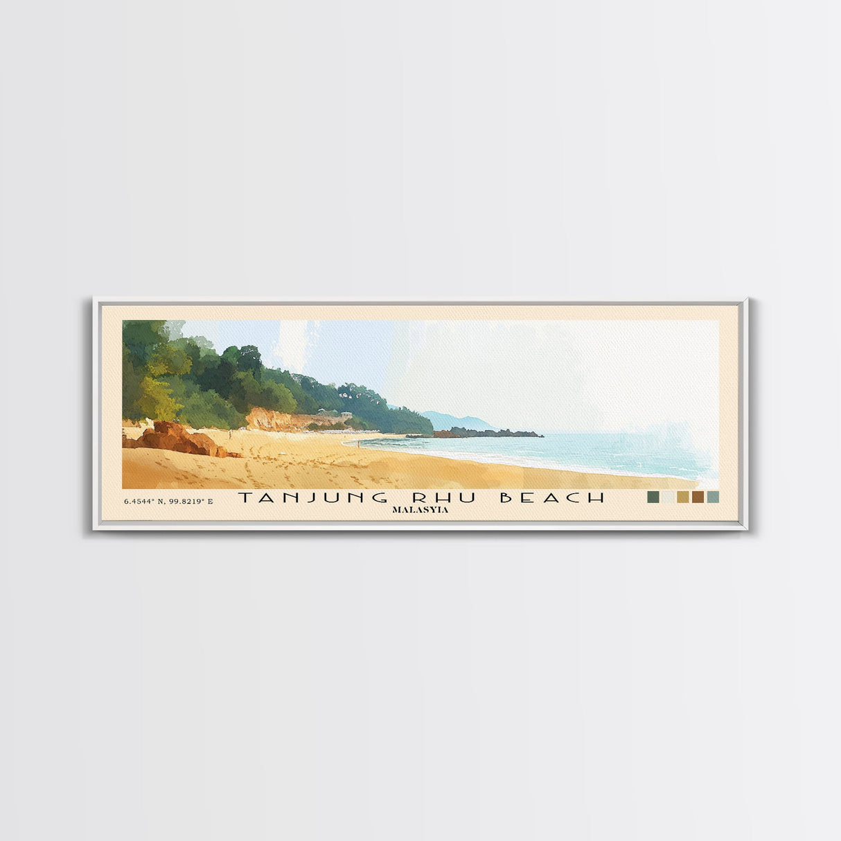 Tanjung Rhu Beach, Malasyia Watercolor Beach Print, Vacation Gift, Malasyia Wall Art, Framed Canvas Print, Framed Beach Painting