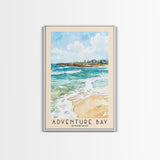 Adventure Bay, Australia Watercolor Beach Print, Vacation Gift, Australia Wall Art, Framed Canvas Print, Framed Beach Painting