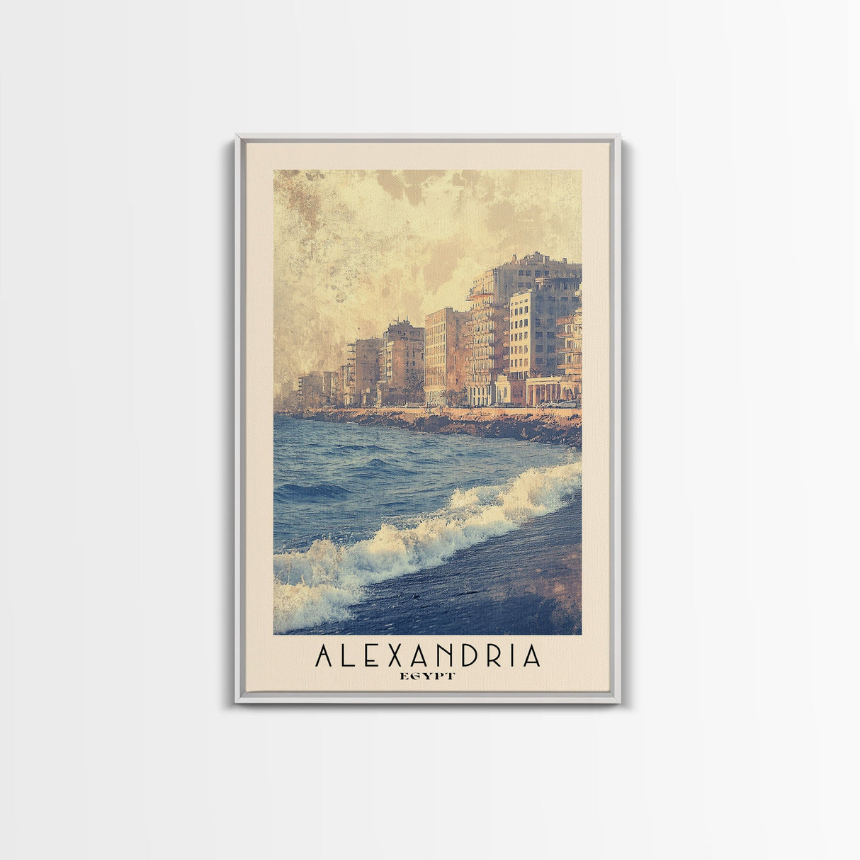 Alexandria, Egypt Watercolor Beach Print, Vacation Gift, Egypt Wall Art, Beach Painting, Beach Decor, Beach Painting