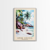 Anse Cocos, Seychelles Watercolor Beach Print, Vacation Gift, Seychelles Wall Art, Beach Painting, Beach Decor, Beach Painting