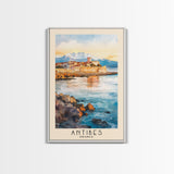 Antibes, France Watercolor Print, Vacation Gift, France Wall Art, Beach Painting, Beach Decor, Large Wall Art, Wood Frame Art