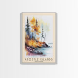 Apostle Islands, Wisconsin Watercolor Print, Vacation Gift, Wisconsin Wall Art, Beach Painting, Beach Decor, Large Wall Art, Wood Frame Art