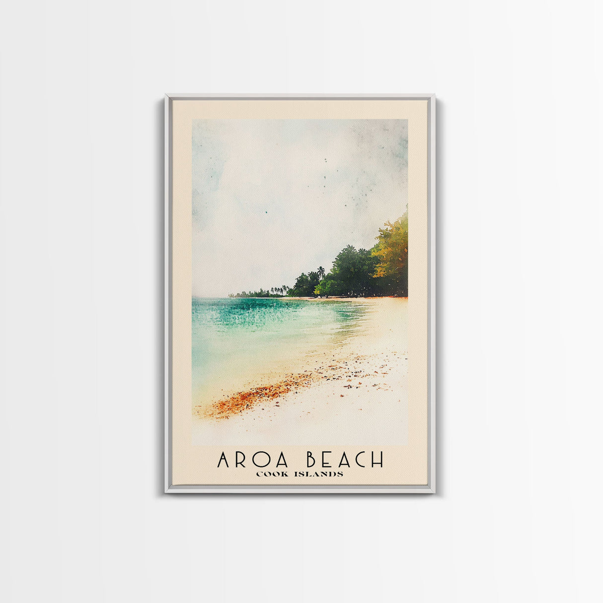 Aroa Beach, Cook Islands Watercolor Print, Vacation Gift, Cook Islands Wall Art, Beach Painting, Beach Decor, Large Wall Art, Wood Frame Art