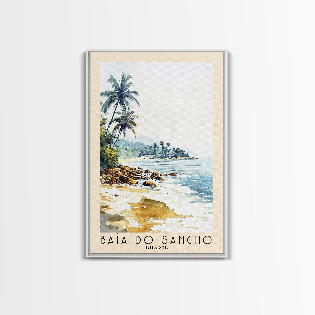 Baía do Sancho, Brazil Watercolor Beach Print, Vacation Gift, Brazil Wall Art, Beach Painting, Beach Decor, Beach Painting