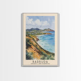 Barbuda, Antigua and Barbuda Watercolor Beach Print, Vacation Gift, Antigua and Barbuda Wall Art, Framed Canvas Print, Framed Beach Painting