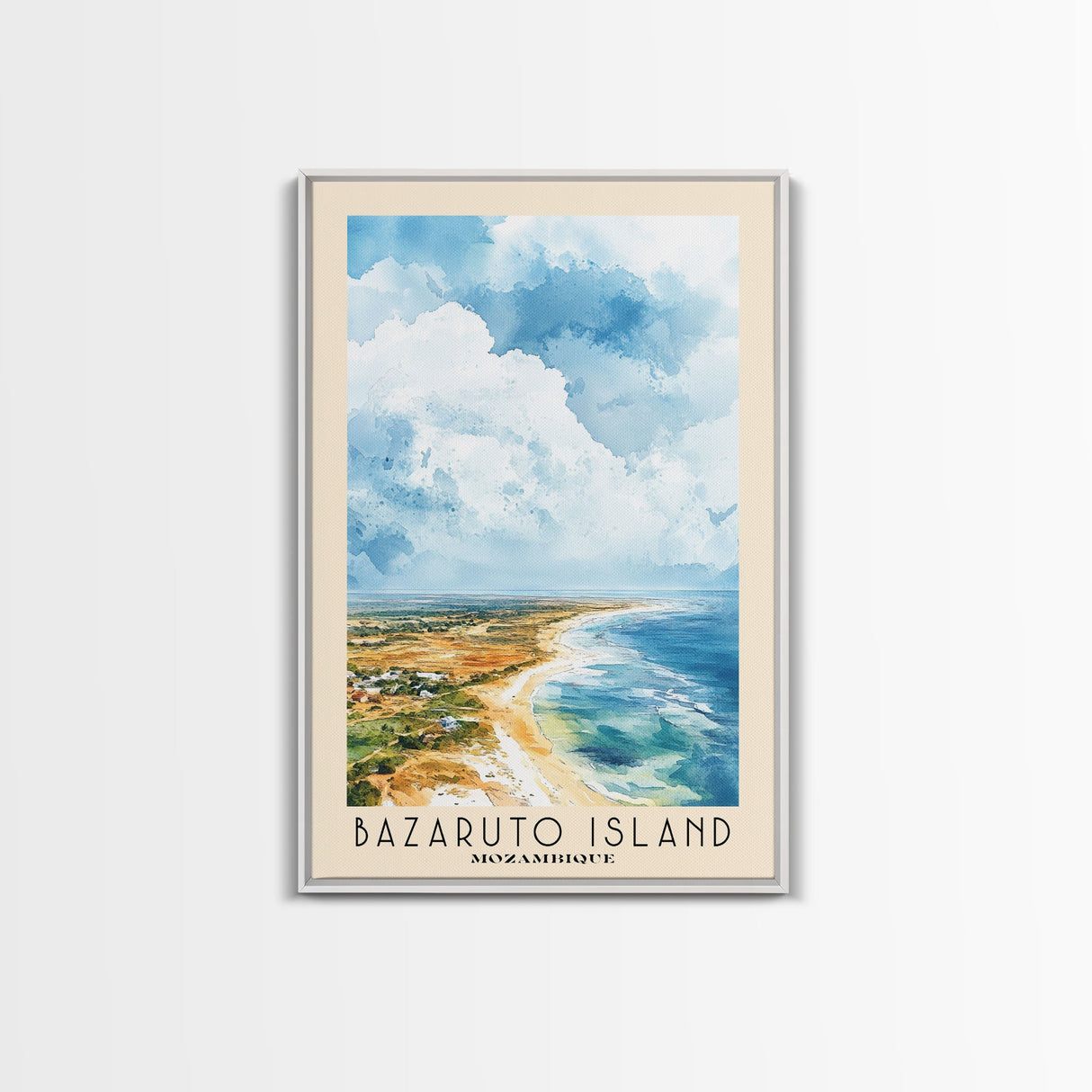 Bazaruto Island, Mozambique Watercolor Beach Print, Vacation Gift, Mozambique Wall Art, Beach Painting, Beach Decor, Beach Painting