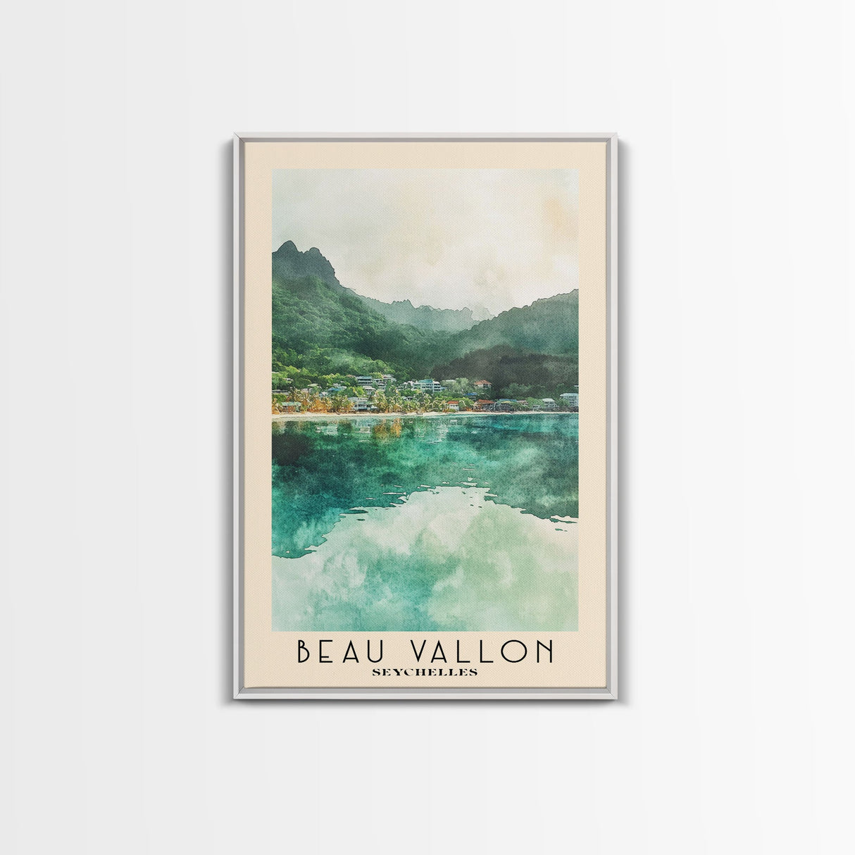 Beau Vallon, Seychelles Watercolor Beach Print, Vacation Gift, Seychelles Wall Art, Beach Painting, Beach Decor, Beach Painting