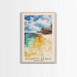 Bounty Beach, Philippines Watercolor Beach Print, Vacation Gift, Philippines Wall Art, Framed Canvas Print, Framed Beach Painting