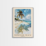 Burwood Beach, Jamaica Watercolor Beach Print, Vacation Gift, Jamaica Wall Art, Framed Canvas Print, Framed Beach Painting