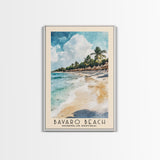 Bávaro Beach, Dominican Republic Watercolor Beach Print, Vacation Gift, Dominican Republic Wall Art, Framed Canvas Print, Framed Beach Painting