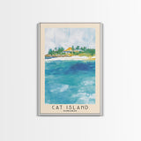 Cat Island, Bahamas Watercolor Beach Print, Vacation Gift, Bahamas Wall Art, Framed Canvas Print, Framed Beach Painting