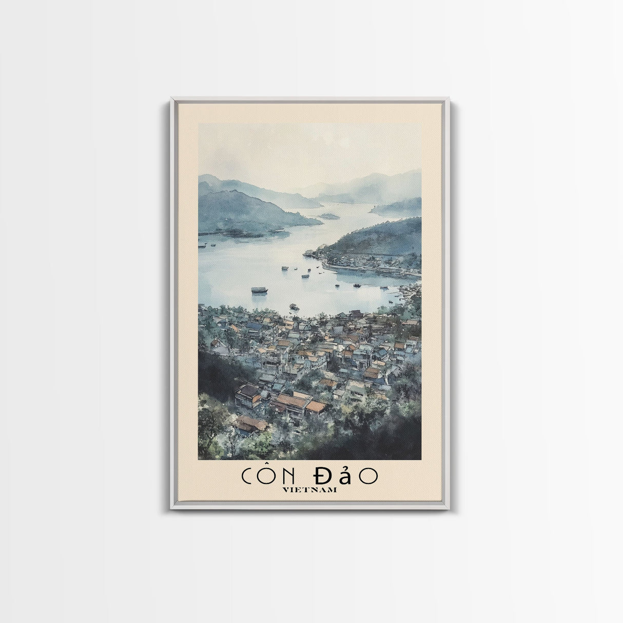 Côn Đảo, Vietnam Watercolor Beach Print, Vacation Gift, Vietnam Wall Art, Framed Canvas Print, Framed Beach Painting