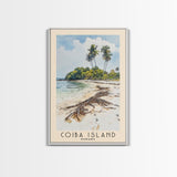 Coiba Island, Panamá Watercolor Beach Print, Vacation Gift, Panamá Wall Art, Framed Canvas Print, Framed Beach Painting