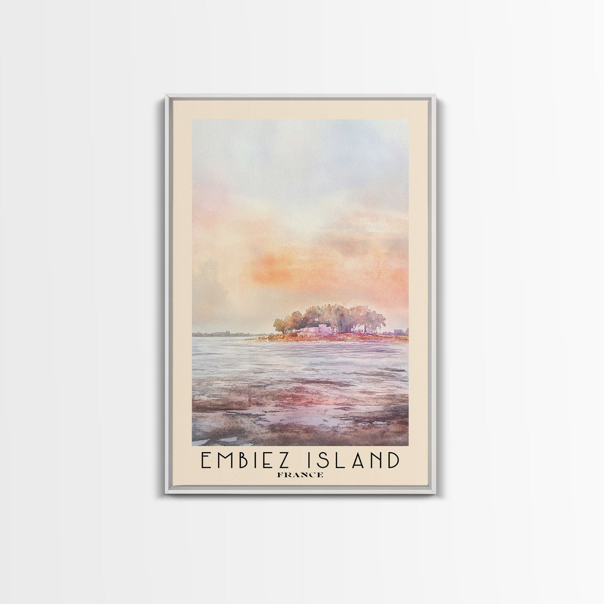 Embiez Island, France Watercolor Beach Print, Vacation Gift, France Wall Art, Framed Canvas Print, Framed Beach Painting